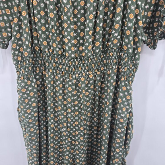 A.U.W. Green Geometric Shapes Tie Sleeve Pockets Jumpsuit 3x - Picture 5 of 15